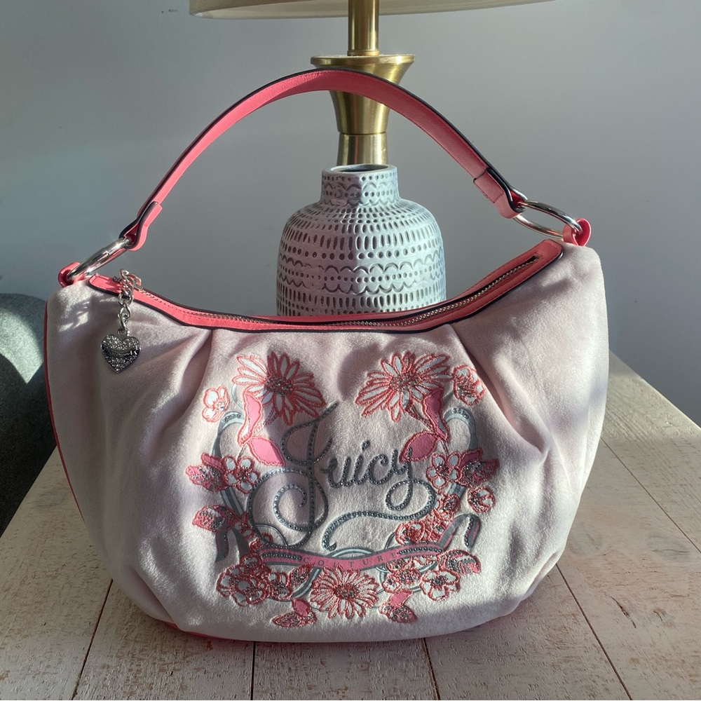 NEW JUICY COUTURE Juicy In Bloom Powder Blush Hobo Bag!